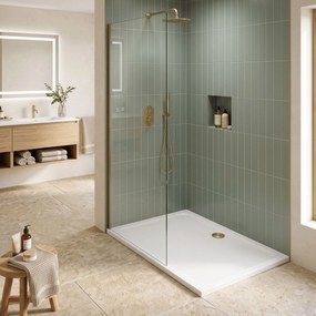 Корито за душ кабина-акрилно Rea Belmond White 90x120 Brush Gold