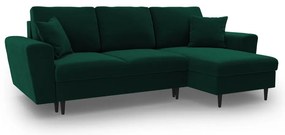 Зелен кадифен разтегателен ъглов диван с място за съхранение Kyoto – Cosmopolitan Design