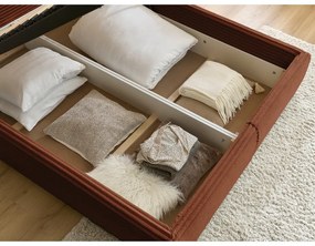 Двойно тапицирано легло с място за съхранение с включена подматрачна рамка в тухлен цвят 180x200 cm Jade – Bobochic Paris