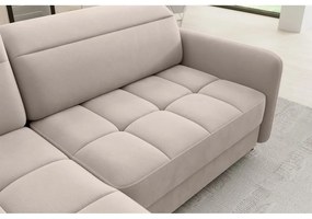 Светлокафяв кадифен сгъваем/с място за съхранение ъглов диван (ляв ъгъл/L форма) Barea – ELTAP