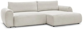 Кремав разтегателен ъглов диван от рипсено кадифе (десен ъгъл) Lucien – Bobochic Paris