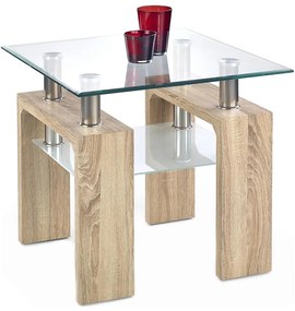 Холна масичка DIANA 55x60 cm дъб сонома/прозрачно стъкло