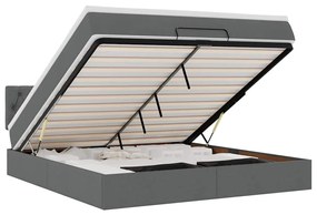 3312403 vidaXL Османска легло с матрак и LED, тъмносиво, 160x200 см, плат