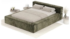 Тъмнозелено двойно легло 160x200 cm тапицирано с място за съхранение с включена подматрачна рамка Voliera – Maison de Rêve