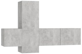3079074 vidaXL Комплект ТВ шкафове от 3 части, бетонно сив, инженерно дърво