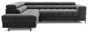 Тъмносив кадифен разтегателен ъглов диван с място за съхранение (ляв ъгъл L форма) Ferucce – ELTAP