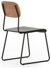 Трапезни столове в комплект от 2 бр. от декор от ясен в черен и естествен цвят Aira – Marckeric