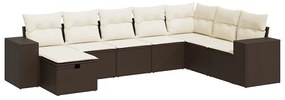 3325739 vidaXL Градински комплект с възглавници, 8 части, кафяв, полиратан