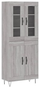 3198375 vidaXL Висок шкаф, сив сонома, 69,5x34x180 см, инженерно дърво
