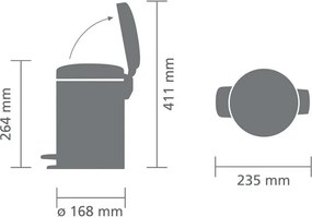 Кош за боклук с педал Brabantia NewIcon 1005523, 3 л, Плавно затваряне, Противоплъзгаща основа, Бежов