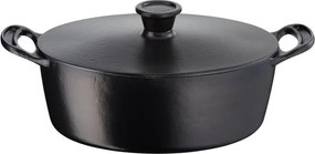 Чугунена тенджера Tefal E2125455 Jamie Oliver, 5.1 л, 45 см, Овална форма, До 250C, Емайлирана, Индукция, Черен