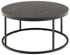Черна кръгла масичка за кафе с плот от имитация на мрамор ø 80 cm Spiro – Actona