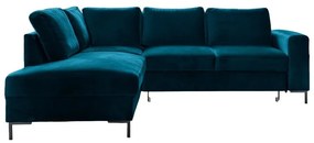 Тюркоаз кадифен разтегателен ъглов диван (ляв ъгъл) Lofty Lilly – Miuform