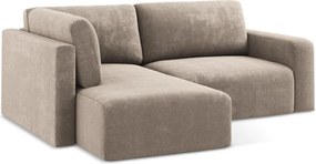Бежов шенилов сгъваем/с място за съхранение ъглов диван (ляв ъгъл/L форма) Kona – Makamii