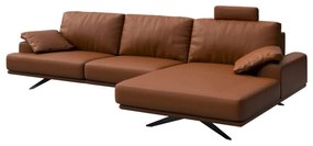 Ъглов диван от коняк и кафява кожа (десен ъгъл) Prado - MESONICA