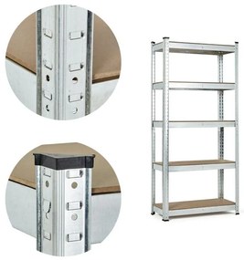 Стабилен метален стелаж за съхранение с 5 рафта 180x90x40 см