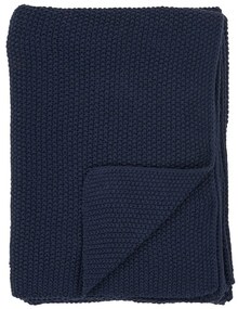 Тъмносиньо одеяло от рециклиран памук 130x170 cm Santos – House Nordic