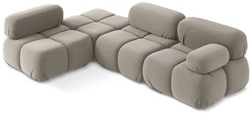 Бежов кадифен модулен ъглов диван (ляв ъгъл) Lokua – Makamii