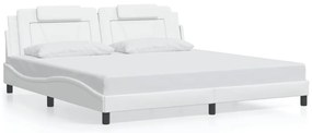 3208118 vidaXL Рамка за легло Viana без матрак, бяла, 200x200 см, изкуствена кожа