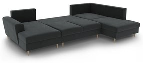 Тъмносив кадифен разтегателен ъглов диван с място за съхранение (десен ъгъл/U форма) Kyoto – Cosmopolitan Design