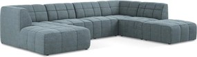 Син ъглов диван от прежда с примки от букле (U форма) Aloha – Makamii