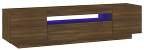 815728 vidaXL ТВ шкаф с LED осветление, кафяв дъб, 160x35x40 см