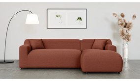 Ъглов диван от рипсено кадифе в тухлен цвят (десен ъгъл) Martin – Ropez