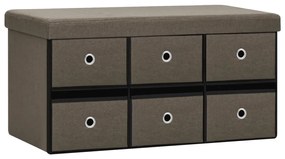 338813 vidaXL Сгъваема пейка за съхранение кафява 76x38x38 см изкуствен лен
