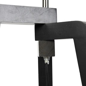 Подова лампа черен трипод с кафяв и бежов раиран абажур 50 см - Puros