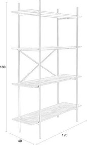 Черен метален стелаж 120x180x40 cm Marcio – White Label
