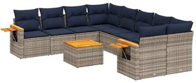 3226670 vidaXL Градински диван с възглавници, 9 части, полиратан, сив