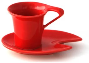 Порцеланова чаша с чинийка червена DY1074 70ml.