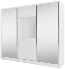 Плъзгащ се гардероб Sharp с огледало - бял - дължина: 250 см