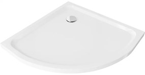 Mexen Flat полукръгъл тънък душ корито 80 x 80 см, бял, хром сифон - 41108080