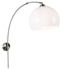 Интелигентна стенна дъгова лампа стомана с бял абажур вкл. WiFi G125 - Bow