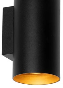 Интелигентна стенна лампа черна със злато 2-светлина с Wi-Fi GU10 - Sab