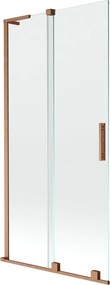 Mexen Velar L параван за баня, плъзгащ се с 2 крила, 90 x 150 см, прозрачен, матирана мед - 896-090-003-01-65