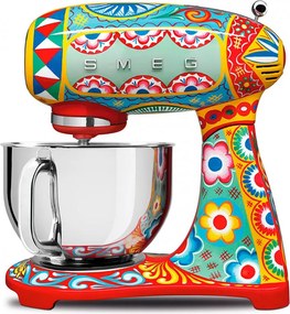 Планетарен миксер SMEG Dolce & Gabbana SMF03DGEU, 800 W, 4.8 л, 10 скорости, Функция за плавен старт, Крачета против хлъзгане, Многоцветен