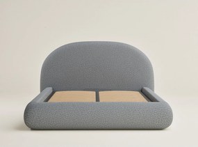 Сиво двойно легло 180x200 cm тапицирано с място за съхранение с включена подматрачна рамка Maumere – Maison de Rêve