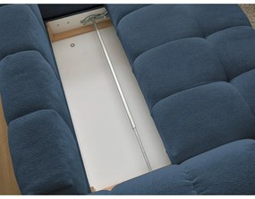 Тъмносин шенилов сгъваем/с място за съхранение ъглов диван (десен ъгъл/L форма) Everest – Bobochic Paris