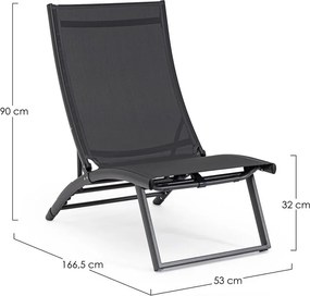 Антрацитен градински шезлонг метален Taylor – Bizzotto