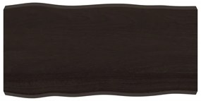 364018 vidaXL Плот за маса тъмнокафяв 100x50x(2-6) см обработен масивен дъб