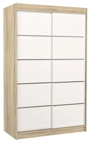 Гардероб с плъзгащи врати LISO, 120x200x58, Сонома/бял