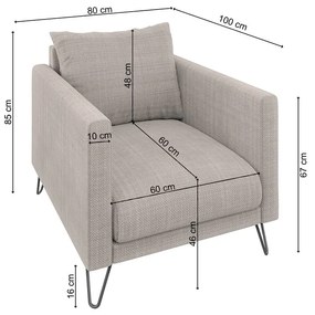 Светлокафяво шенилово кресло Freya – Ropez