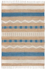 Синьо-естествен ръчно изработен килим със смес от юта 160x230 cm Medina Jute – Flair Rugs