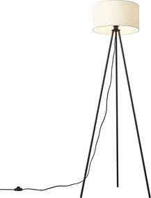 Модерна подова лампа бяла с кадифен абажур - Luz