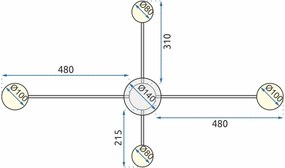 Плафон с 4 рамена BLACK LED APP519-4C