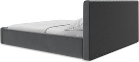 Сиво двойно легло 140x200 cm тапицирано с място за съхранение с включена подматрачна рамка Lemi – Makamii