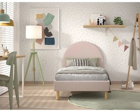 Розово тапицирано единично легло с решетка 90x200 cm MOON - Vipack