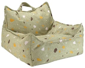 Зелен детски пуф от букле и шенил Terrazzo Chair – Wigiwama